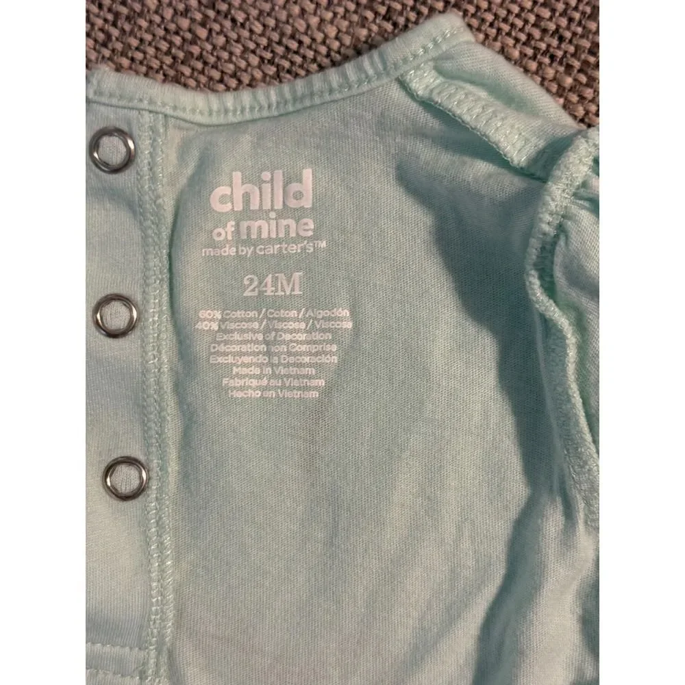 Child of Mine Made by Carters 24M Mint Green Butterfly Embroidered Short Sleeve